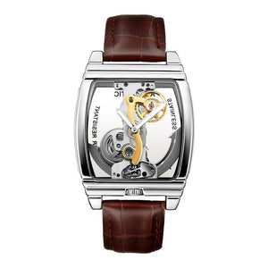 DEFFRUN RECTANGLE AUTOMATIC MECHANICAL WATCH GENUINE LEATHER BUSINESS STYLE MEN WATCHES